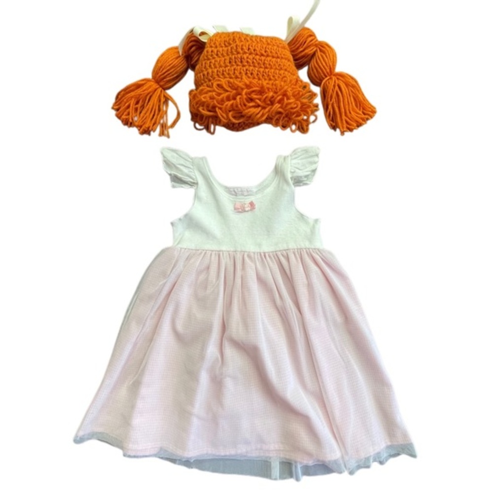 Cabbage Patch Kids inspired hat/wig and dress set baby size 9 months